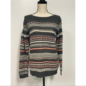 Debbie Morgan Boat Neck Knit Sweater Gray Size L